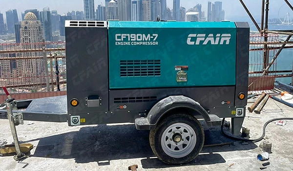 Воздушный компрессор CFAIR 190cfm на строительной площадке в Дубае